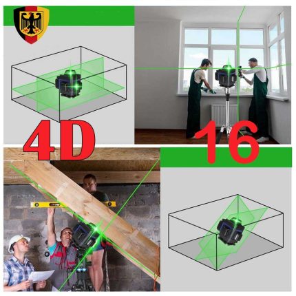 Немски 4D Лазерен Нивелир с 16 линии (четири точков) KrafT RoyaL - Самонивелиращ