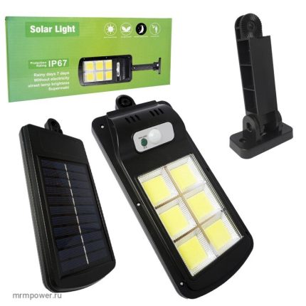 Улична соларна лампа със 120 COB LED диода,3 режима, дистанционно, сензор за движение и фотоклетка
