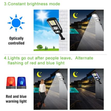 Соларна лампа със 89 COB LED диода с 3 режима, сензор за движение и фотоклетка, дистанционно