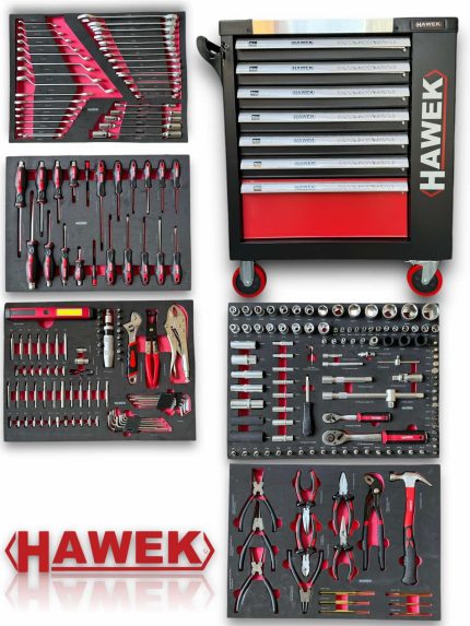 Професионален шкаф с инструменти HAWEK - 261 части